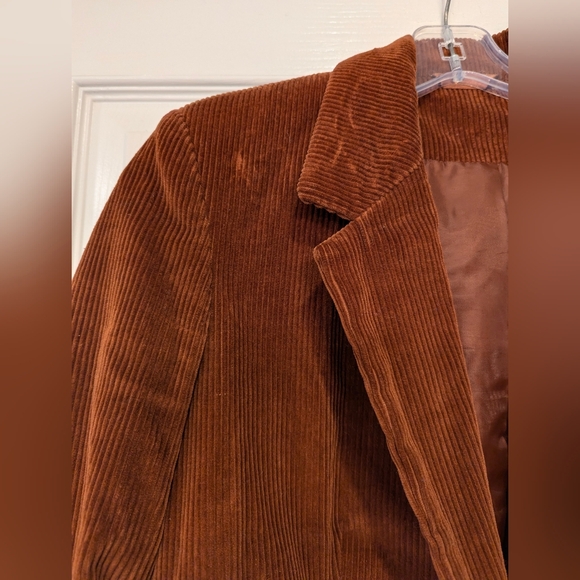 SILVER UNICORN Silver Corduroy Burnt Orange Button Y2K Blazer Jacket Size 7 - Picture 4 of 5